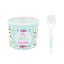 Купичка за сладолед с лъжичка сини Ditsy Tea